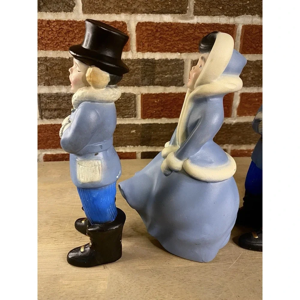 Vintage Ceramic Atlantic Mold Hand Painted Christmas Carolers Set 4 Holiday 9
